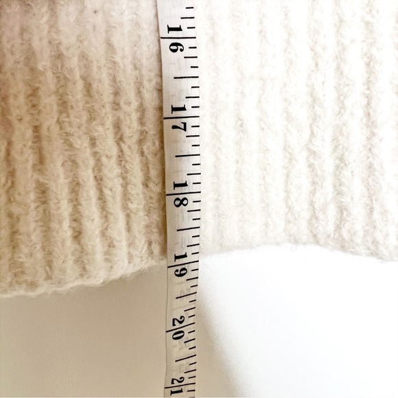 Laude The Label Cream Cardigan Alpaca Cotton Cropped Ribbed Balloon Sleeve Small - Picture 12 of 12